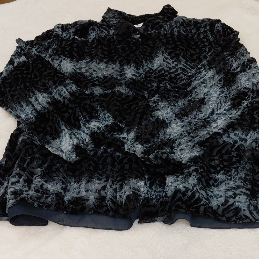 🚨2/$20🚨    Rena Rowan Black Velvet Burnout Blouse